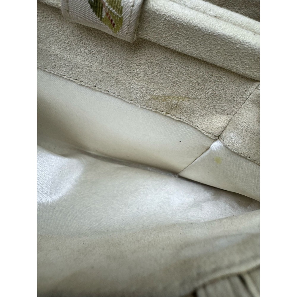 Vintage 90'sManolo Blahnik Fruit Embroidered Canvas Handle Bag Beige - Picture 8 of 13